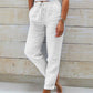 Pantalon décontracté à jambe droite de couleur unie