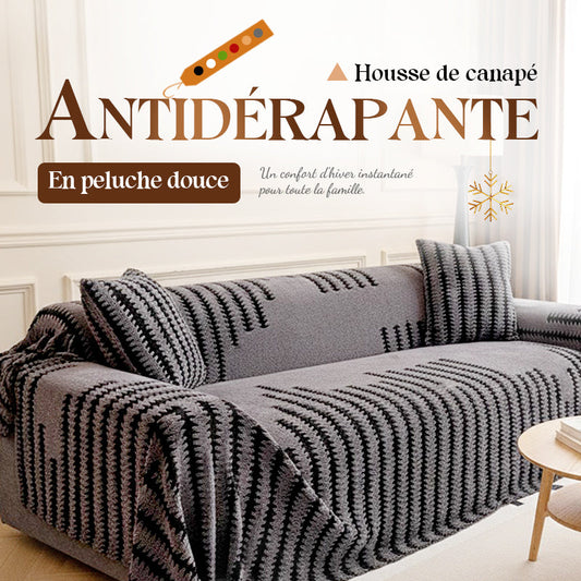 Housse de canapé douce et antidérapante en peluche