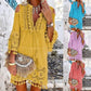 🔥58 % de réduction 👗Robe ample en coton et lin brodée pour femme 🌸