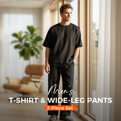 👔 PROMO LIMITÉE 50% DE RÉDUCTION ! ✨ Ensemble Homme 2 Pièces – T-shirt Ample & Pantalon Large, Coupe Confortable, Décontracté ⭐