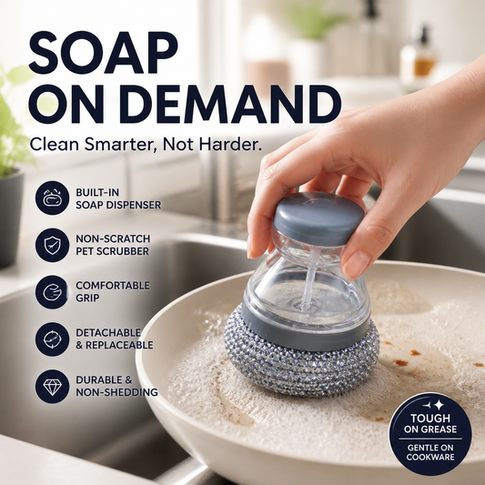 🛒🧽 50 % DE RÉDUCTION EN CE MOMENT ! ✨ Brosse de nettoyage avec savon intégré – Nettoyage facile des casseroles et poêles sans salissures inutiles