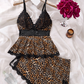 📢🌸👚Offre spéciale d'une durée limitée 68% de réduction💕 Ensemble de vêtements de nuit caraco et short à col en V avec bordure en dentelle