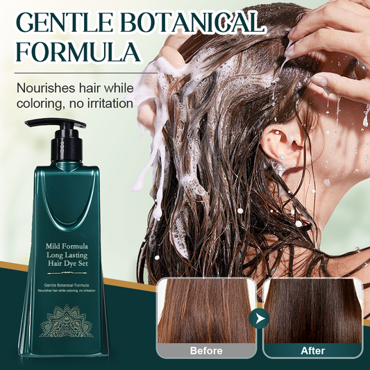 💘 Promotion Saint-Valentin！！🌈 Kit de coloration longue durée pour cheveux - Couvre les cheveux blancs sans abîmer le cuir chevelu ✨🧴