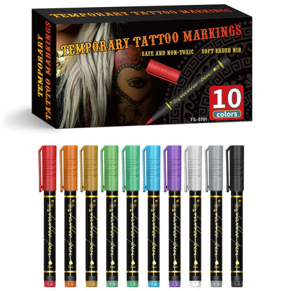 🌈Soldes exceptionnels 50 % de réduction🎨Set de 10 marqueurs pour tatouages temporaires