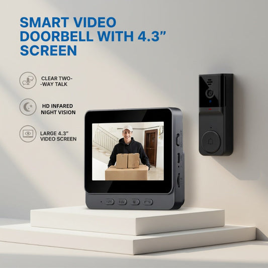 💎 50% DE RÉDUCTION ! 💎 Sonnette Vidéo Intelligente Sans Fil 2026 – Écran 4,3", Vision Nocturne & Installation Sans Perçage 📹🚪