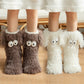 Chaussettes-chaussons en peluche pour femmes, chaussettes d'intérieur d'hiver, doublure polaire épaisse, antidérapantes, couvre-chaussures en peluche pour femmes adultes
