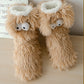Chaussettes-chaussons en peluche pour femmes, chaussettes d'intérieur d'hiver, doublure polaire épaisse, antidérapantes, couvre-chaussures en peluche pour femmes adultes
