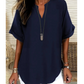 💎 50% DE RÉDUCTION ! 💎 Haut Ample à Manches Courtes & Col en V – Tissu Léger, Ourlet Asymétrique, 5 Couleurs (S–2XL) 👚🌿