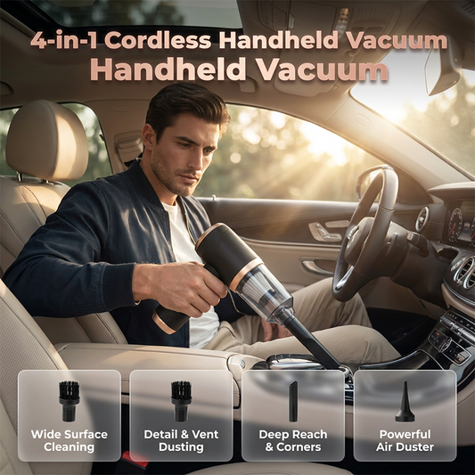 🔋🔥 Aspirateur à main sans fil 4-en-1 polyvalent puissant léger nettoyage maison voiture tapisseries ✨