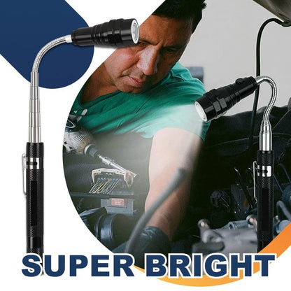 🔦 50% DE RÉDUCTION 🎉 Lampe torche télescopique magnétique – Col de cygne flexible 360° – 18K+ vendus – idéale pour atelier, voiture ou camping 🧲🛠️✨