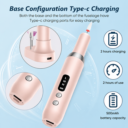 💅🔋 Plus de 27 000 vendus ! Perceuse à ongles sans fil avec socle de charge – Écran LED, vitesse réglable, le petit bijou technologique pour des manucures et pédicures dignes d’un salon, sans fil à la patte ⚡👣