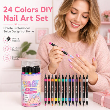 📢📢 50 % DE RÉDUCTION !!⏰️ Lot de 24 stylos à nail art à double embout