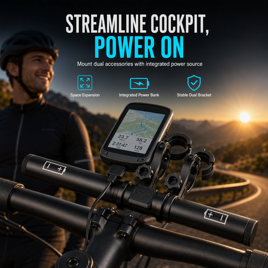 🎁 Nouveauté 2026 – 50 % de réduction 💥 Extension de guidon de vélo avec batterie externe USB – Support double fixation étanche et résistant aux vibrations ⚡