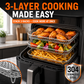 Grille à 3 niveaux en acier inoxydable 304 pour friteuse à air, panier de cuisson empilable et support à toasts pour ailes de poulet et pain grillé, accessoire de cuisson pour friteuse à air
