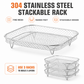 Grille à 3 niveaux en acier inoxydable 304 pour friteuse à air, panier de cuisson empilable et support à toasts pour ailes de poulet et pain grillé, accessoire de cuisson pour friteuse à air