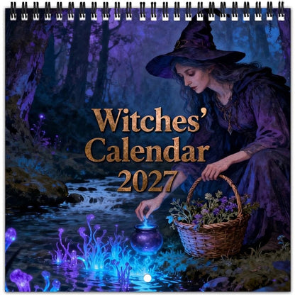 🌙🔮 Calendrier des sorcières 2027 – Calendrier mystique de 12 mois, calendrier mural « Forêt enchantée » pour les passionnés de Wicca, de sorcellerie et de magie.