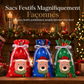 Lot de 10 sacs-cadeaux à bonbons de Noël avec cordon de serrage
