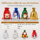 Lot de 10 sacs-cadeaux à bonbons de Noël avec cordon de serrage