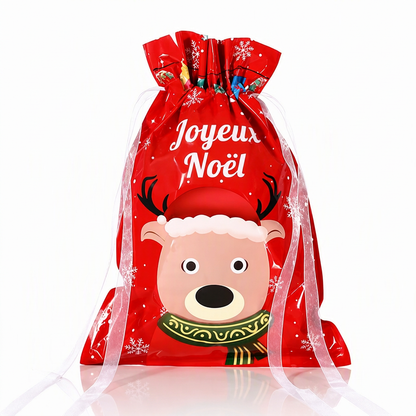 Lot de 10 sacs-cadeaux à bonbons de Noël avec cordon de serrage