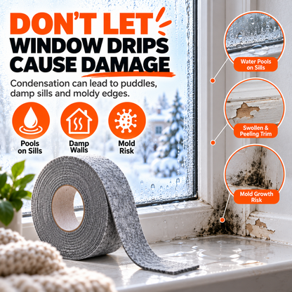 Bande de feutre auto-adhésive absorbant la condensation sur les vitre