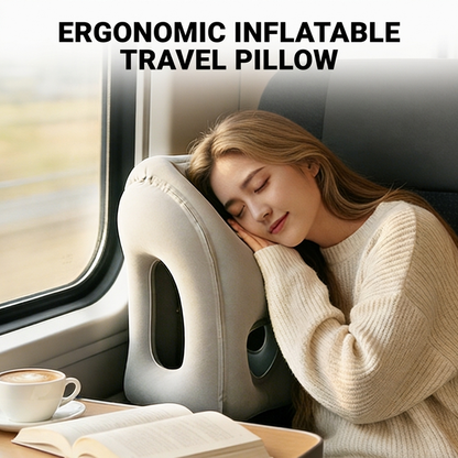 Oreiller de Voyage Gonflable Ergonomique – Support Confortable pour Avion, Train et Voiture
