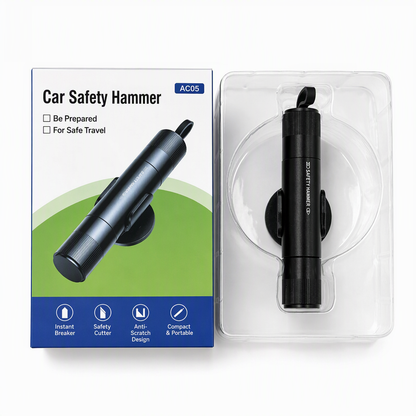 🚨🔥 PROMO ! Mini-marteau de sécurité 2-en-1 pour voiture – Brise-vitre et coupe-ceinture, un outil vital en cas d'urgence !