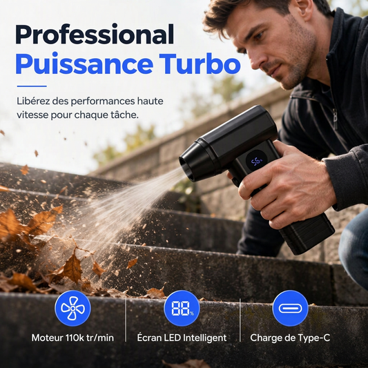 Éliminez instantanément les feuilles et la neige ! Soufflante portative sans fil Turbo Fan