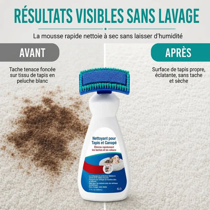 Nettoyez instantanément tapis et canapés ! Mousse nettoyante pour tissus sans eau