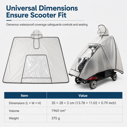🌧️ Housse de pluie pour scooter de mobilité – Auvent imperméable en PVC couvrant intégralement le sol
